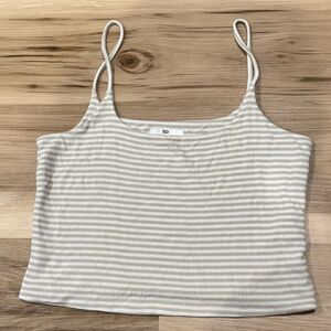 Bp. Striped Tan White Cropped Tank Top Women’s Medium